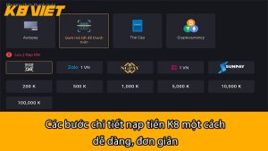 Các bước chi tiết nạp tiền K8 một cách dễ dàng, đơn giản