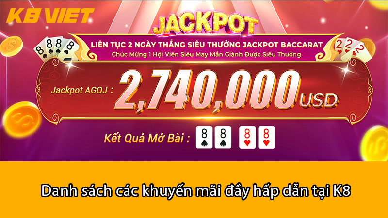 Danh sách các khuyến mãi đầy hấp dẫn tại K8 BET